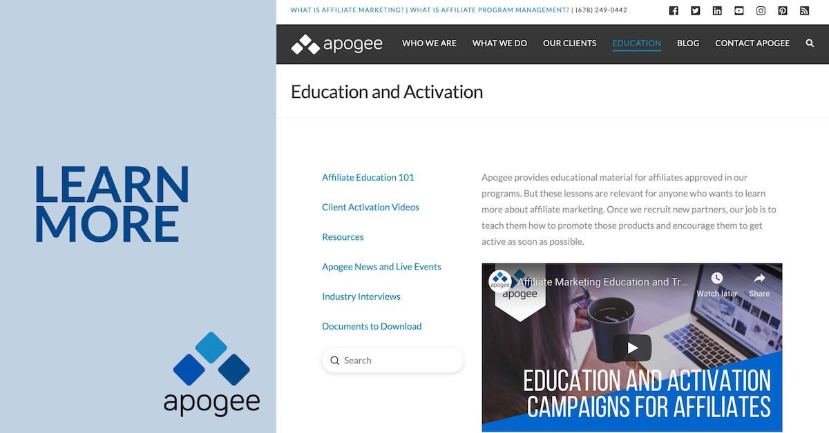 Education Update - Apogee Affiliate Program Management
