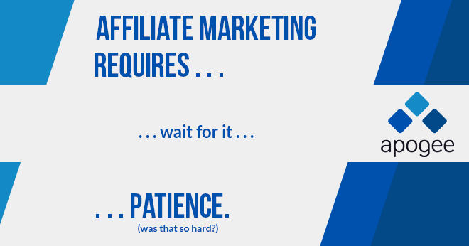 Affiliate Marketing Requires Patience - Management by Apogee