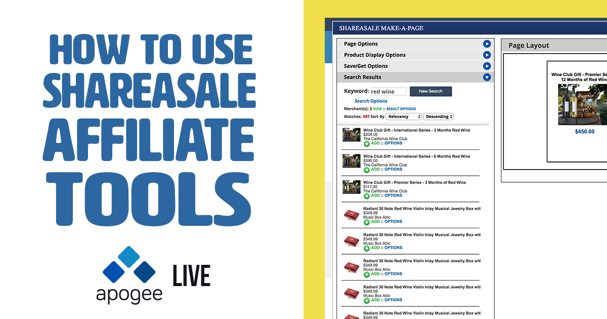 ShareASale Affiliate Tools - Apogee Live